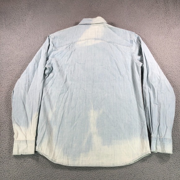 Levis Shirt Adult Medium Blue Denim Pearl Snap Western Rodeo Cowboy Heavy Cotton - Picture 6 of 13